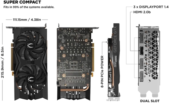 Kartu Grafis Rig Penambangan 192Bit Kartu Grafis ZOTAC Gaming GeForce GTX 1660 6GB GDDR5